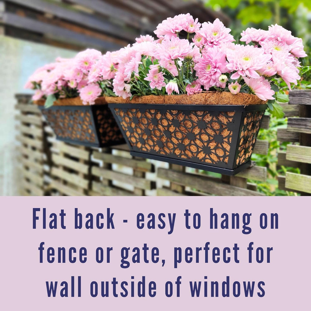 LaLaGreen Black Wall Planter (12 in, 4 Pack) Trough Window Flower Box