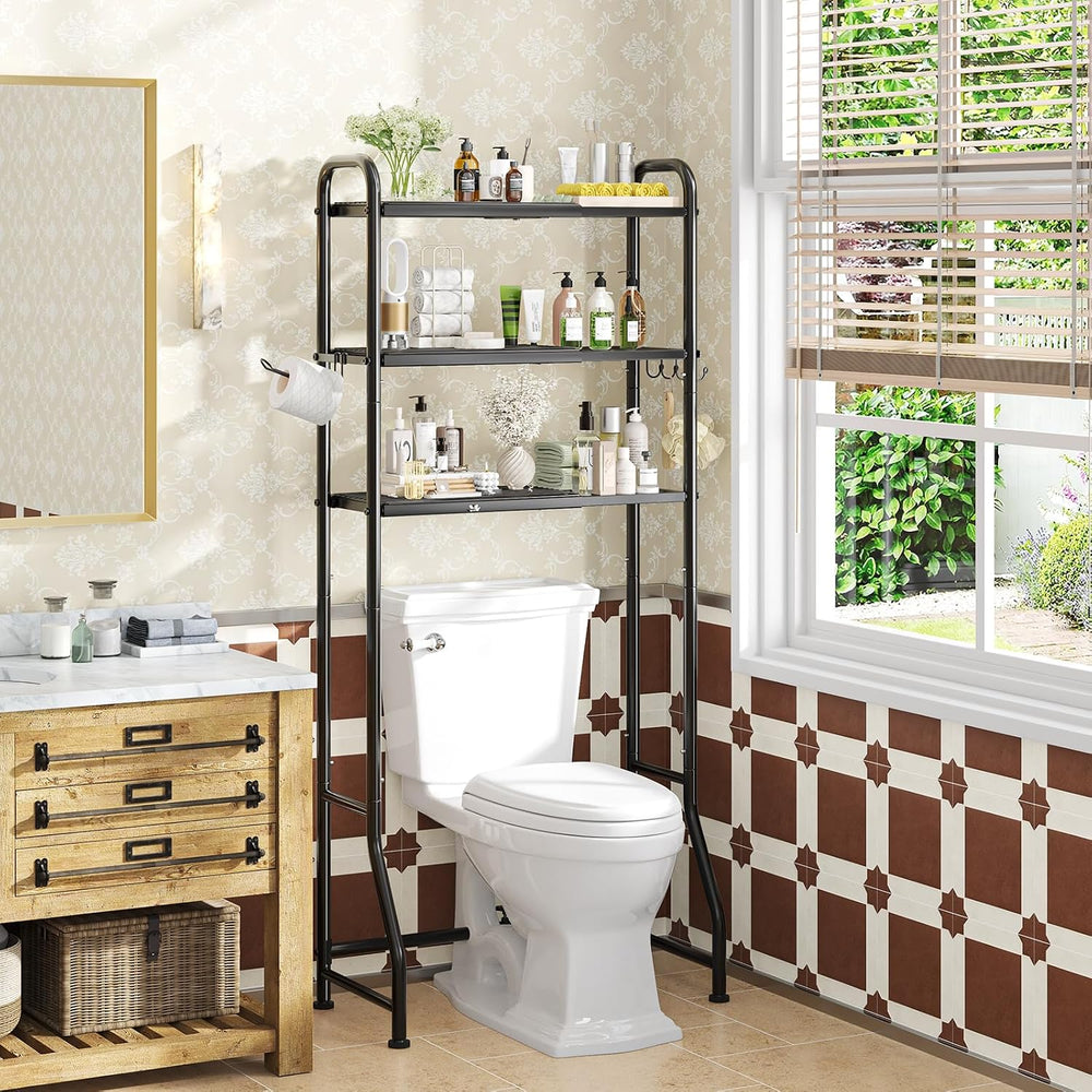 Simple Trending Expandable Over The Toilet Storage Rack, Metal 3 Tier Bathroo...