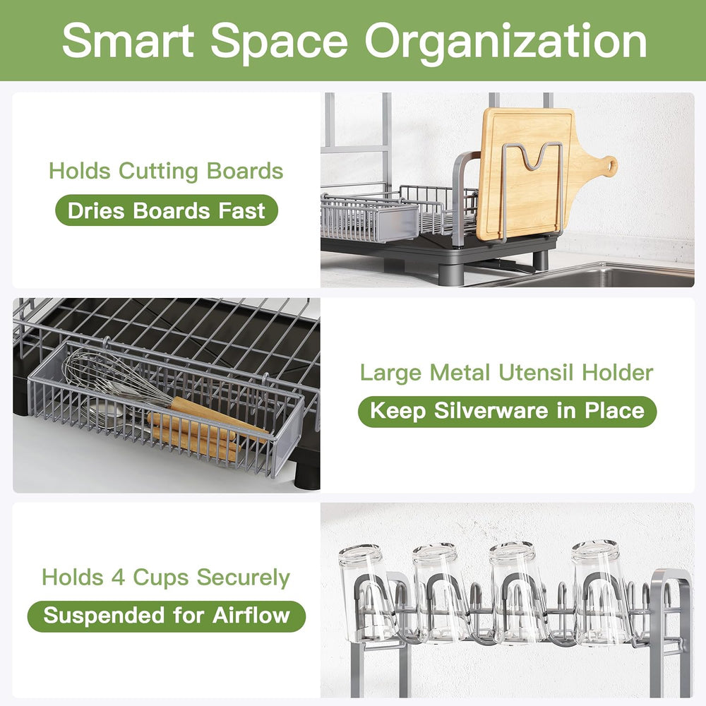 2 Tier Stainless Steel Dish Drying Rack for Kitchen Counter