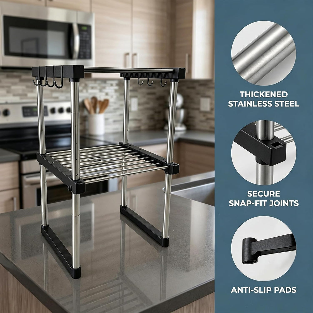 BLULEE Expandable Cabinet Organizer, Adjustable Storage Shelf Black