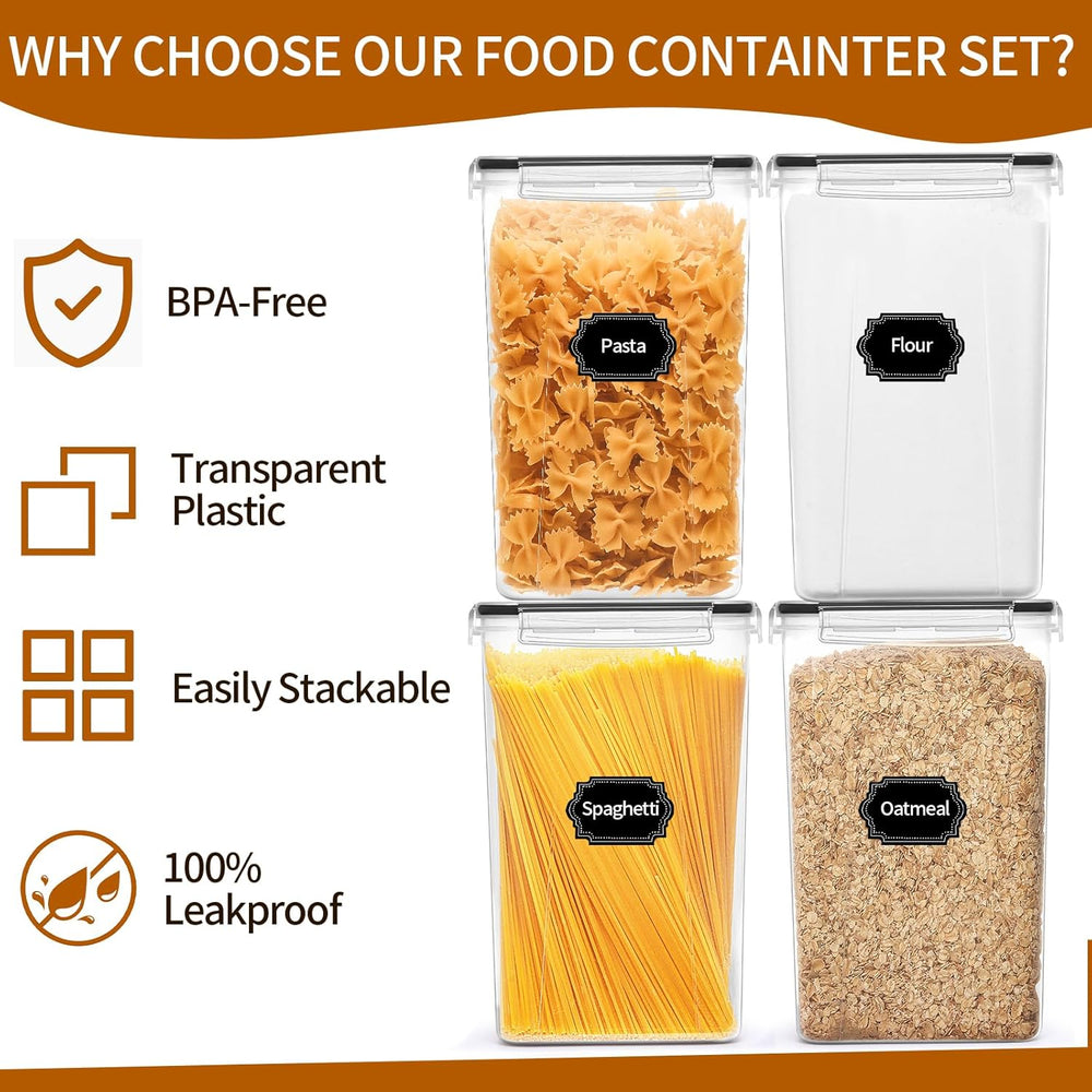 HKJ Chef 4 Pack Extra Large Airtight Food Storage Containers with Lids (6.5L ...