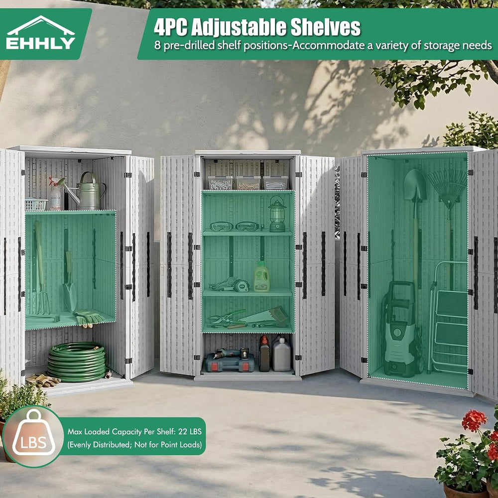 Heavy Duty Tall Storage Cabinet Outdoor Weatherproof, 28 Cuft Garage Storage ...