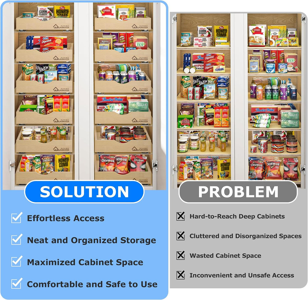 WelFurGeer Soft Close Pull Out Drawers for Cabinets, 29" W x 21" D ...