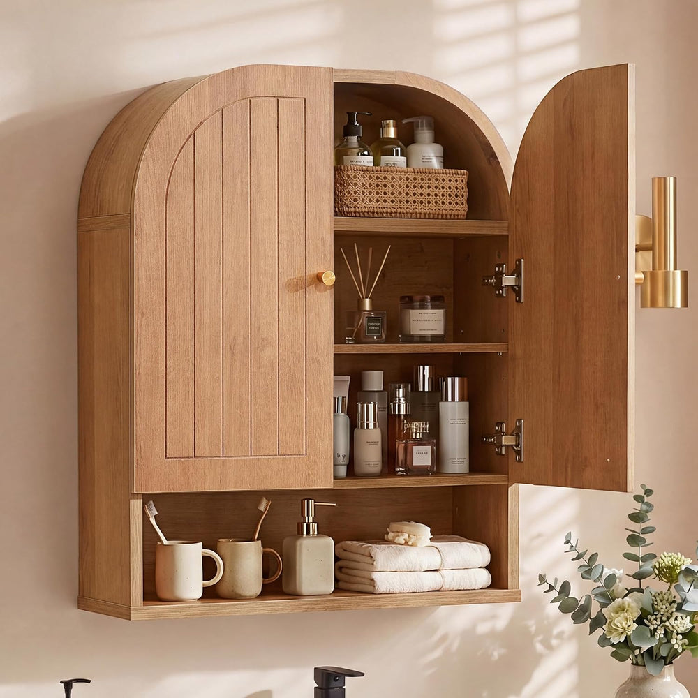 Arched Wall Mounted Medicine Cabinet, 23.5" Bathroom Cabinet with Double...