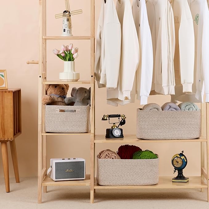 Large Storage Baskets for Shelves, Closet Organizers Bins for Clothes Blanket...