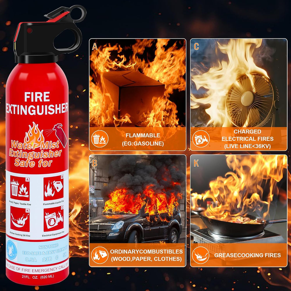4-Pack Home Fire Extinguisher with Wall Mount, Portable A B C K Class Househo...