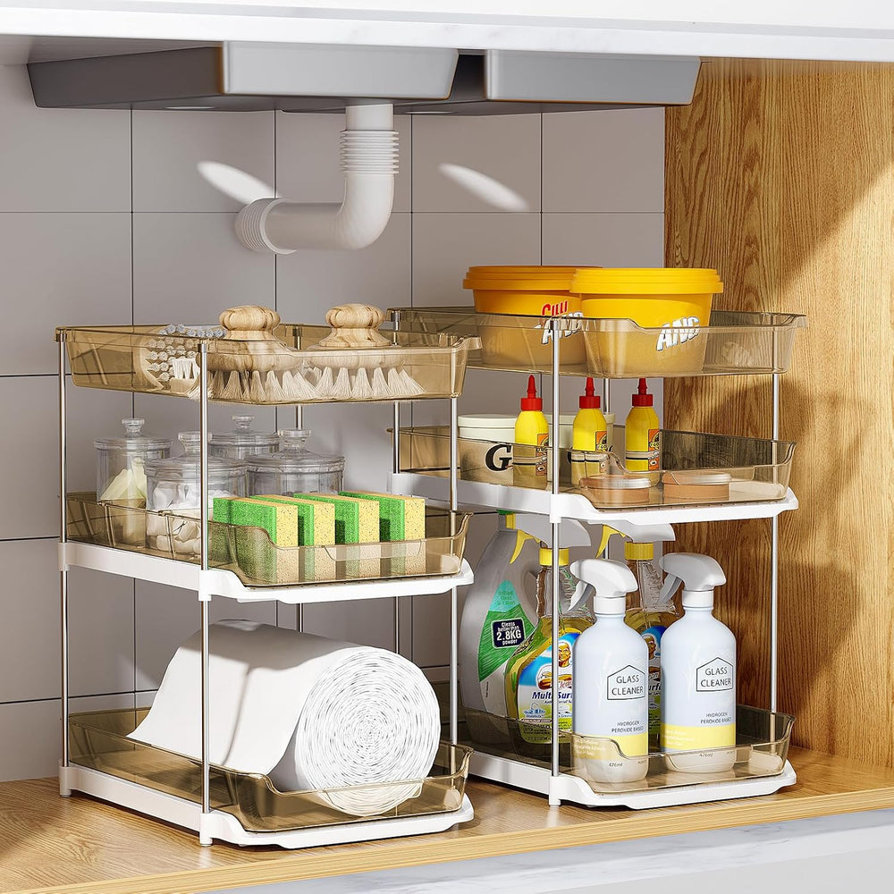 Delamu 2 Pack 3-Tier Bathroom Under Sink Organizers and Storage, Multi-Purpos...