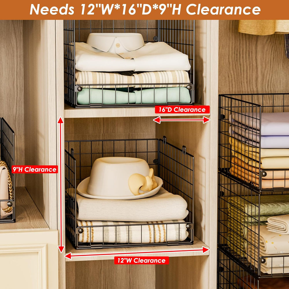 5-Tier Stackable Closet Storage Baskets, Closet Organizers and Storage Shelve...