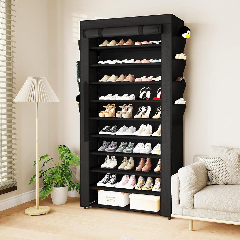 Mavivegue Shoe Rack with Cover, 10+1 Tier Tall Shoe Storage