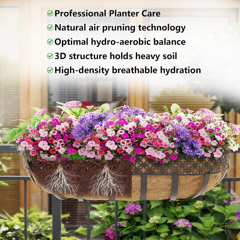 DUNCHATY 24 Inch Trough Coco Liners for Planters - 4 Pack Window Box Liners