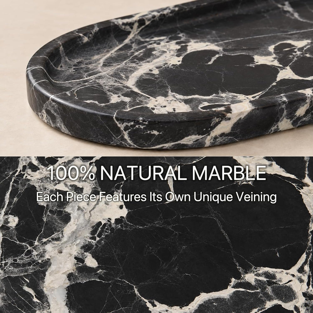 Natural Black Marble Bathroom Tray, 12 x 6 in, Vanity Tray