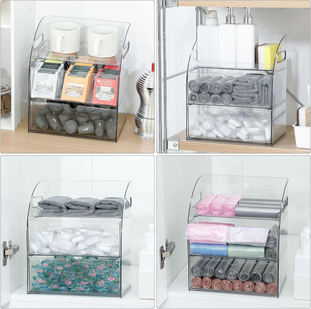 Clear Kitchen and Pantry Organizer with Drawers, Plastic