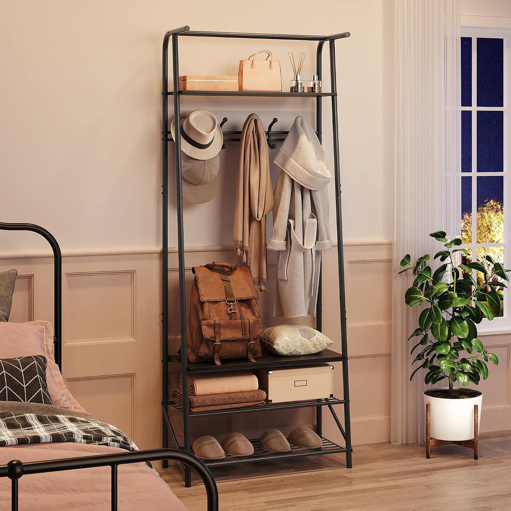 Takywep Entryway Hall Tree with Bench and Shoe Storage, 5-Hook Coat Rack with...