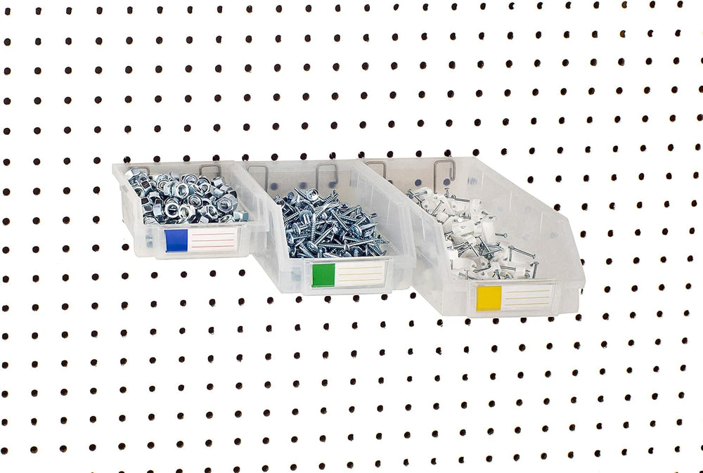 Pegboard Bins - Set of 18, Clear - Hooks to Any Peg Board - Organize Hardware...