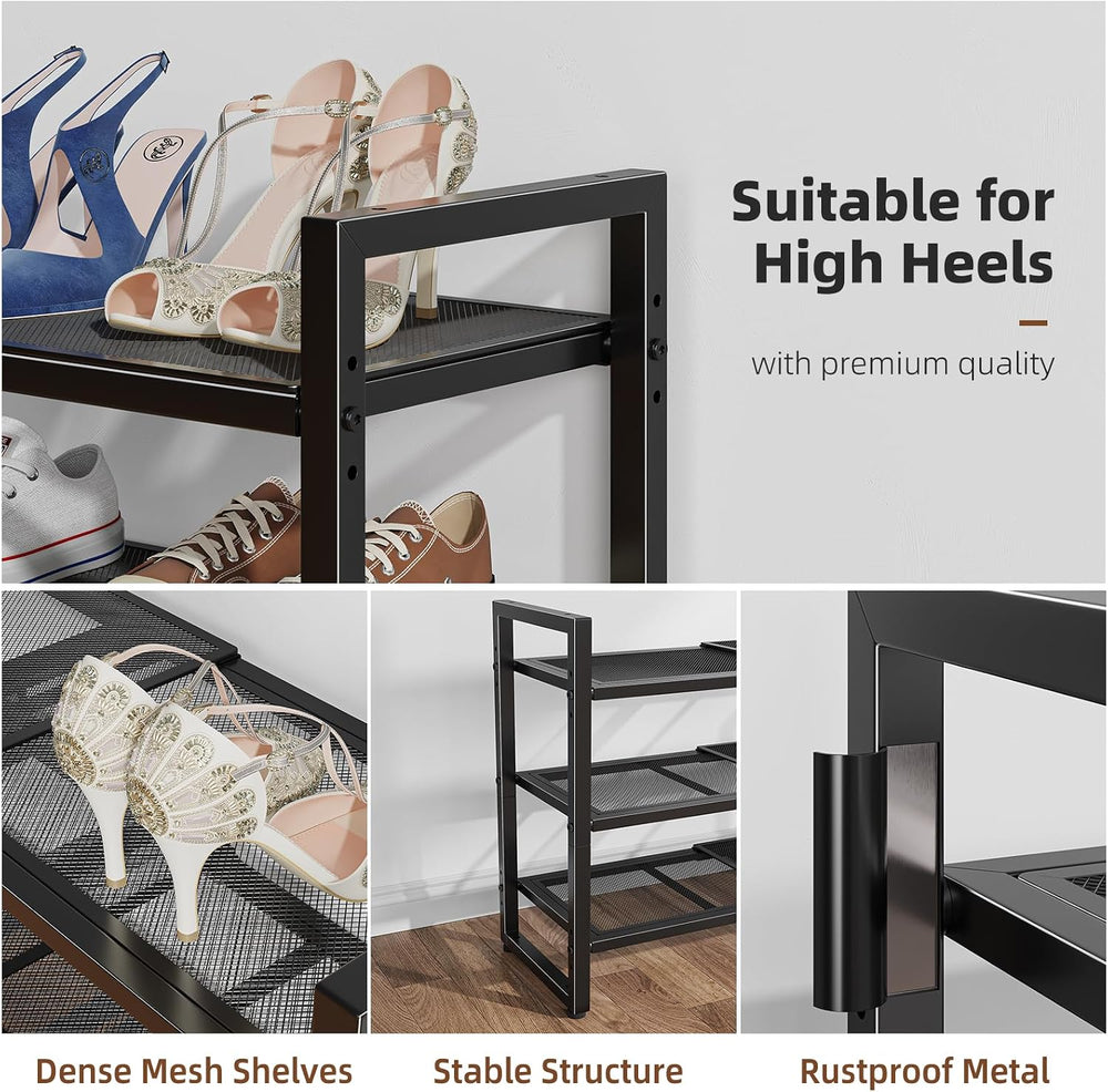 Simple Trending 3-Tier Expandable Shoe Rack, Black