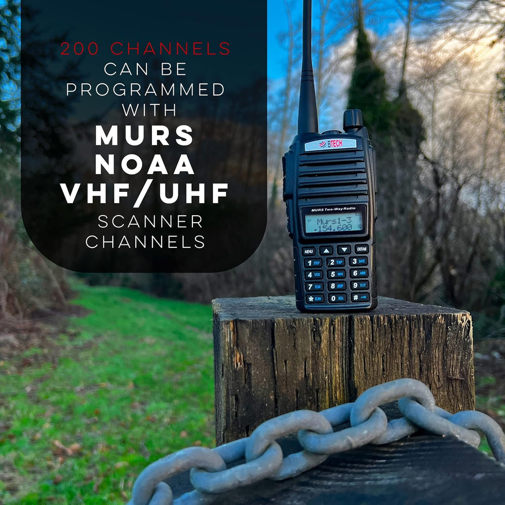 BTECH MURS-V2 200 Fully Customizable Channels MURS Two-Way Radio. USB-C Charg...