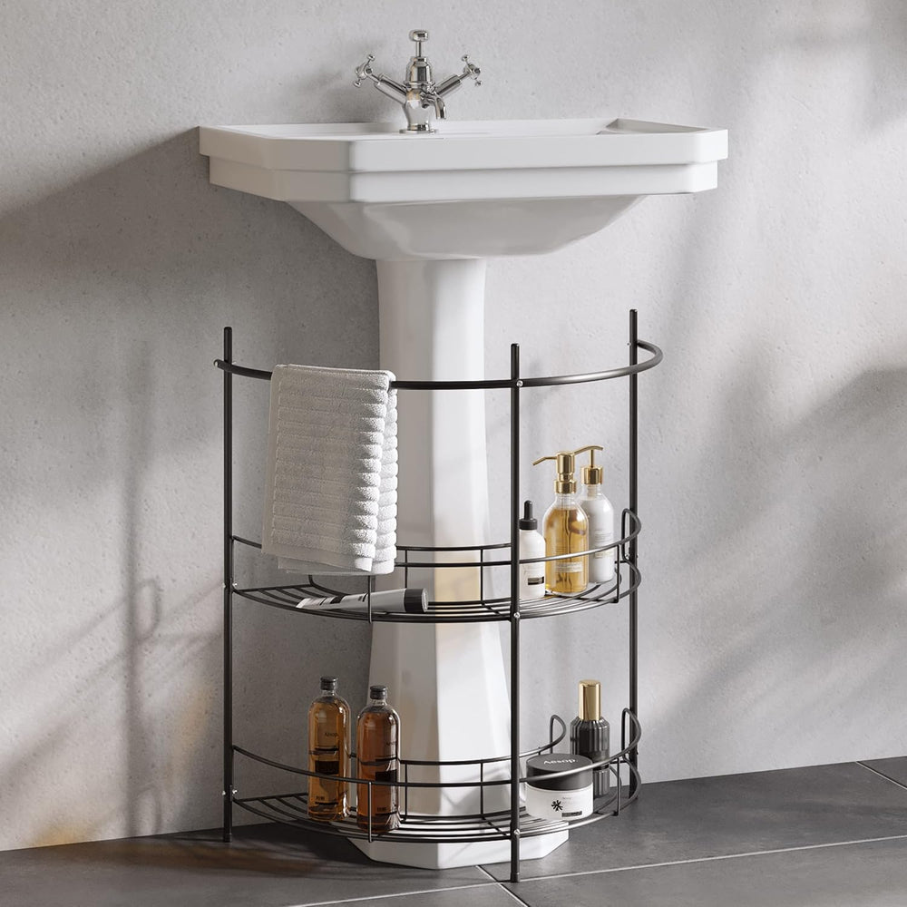 Lavish Home Pedestal Sink Organizer, Black, 21.25” x 11” x 23.25”