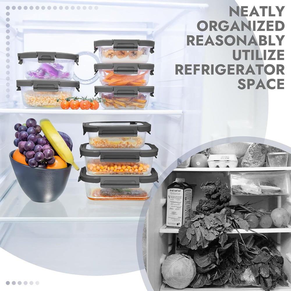 10-Pack Glass Food Storage Containers with Tempered Glass Lids – Borosilicate...