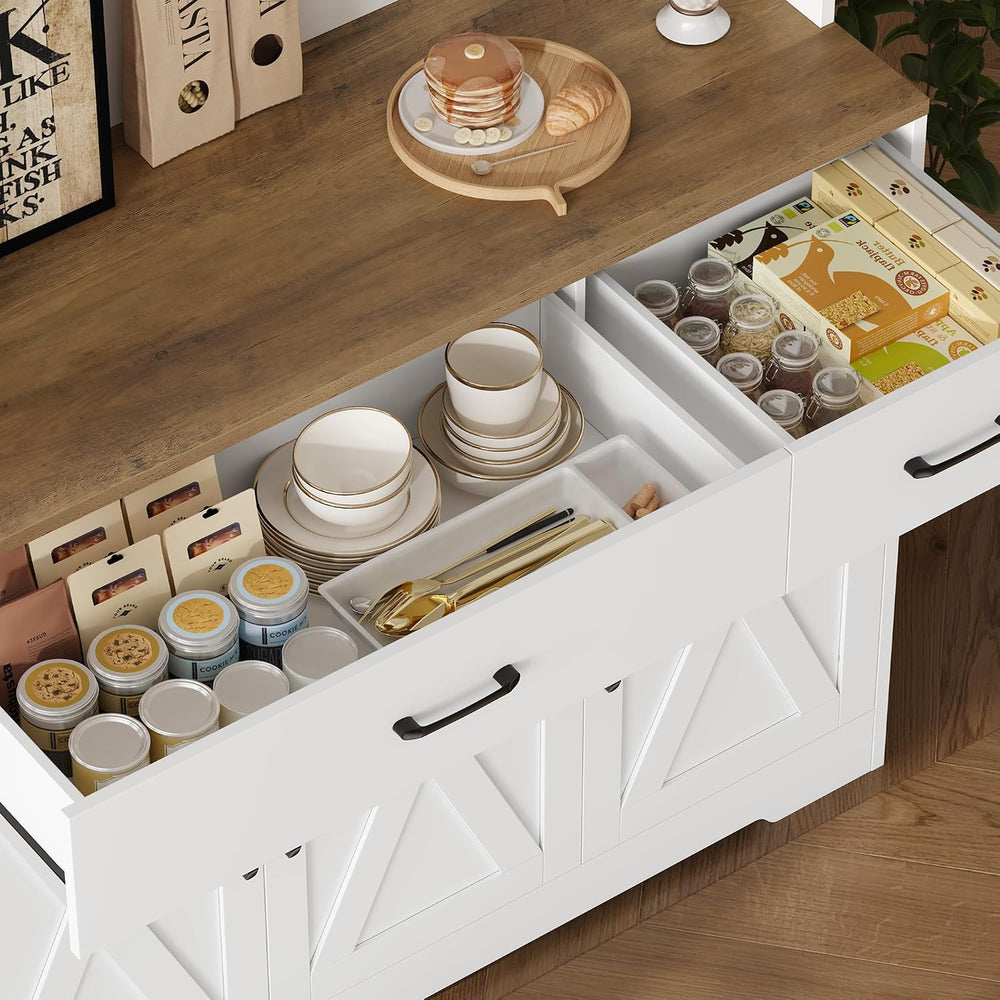 HOSTACK 71"H Kitchen Pantry Storage Cabinet, Farmhouse Hutch Cabinet, White