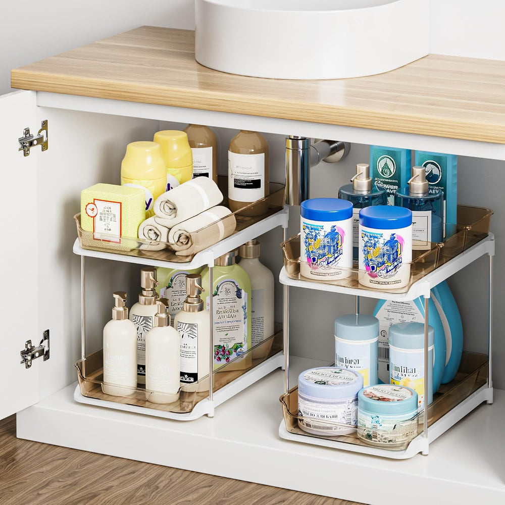 Delamu 2-Tier Multi-Purpose Bathroom Under Sink Organizers and Storage, Stack...