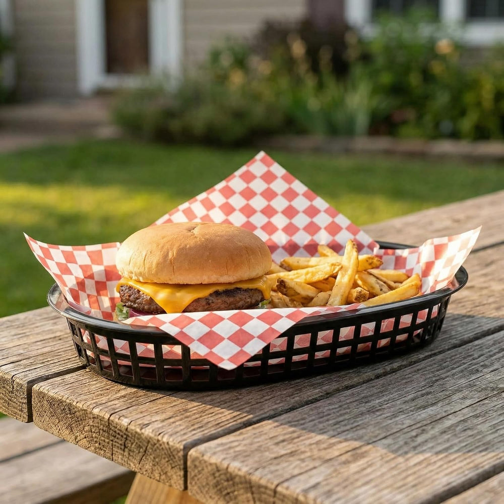 Cedilis 40 Pack Fast Food Baskets, 10.5 x 7 Inch Black Plastic Baskets, Food ...