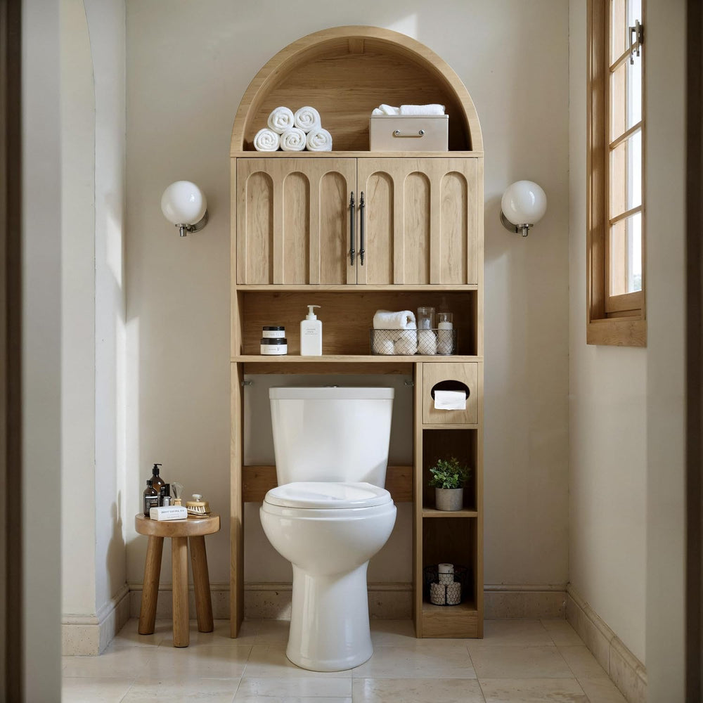Evermagin Over the Toilet Storage Cabinet, 76" H Arched Bathroom Organizer