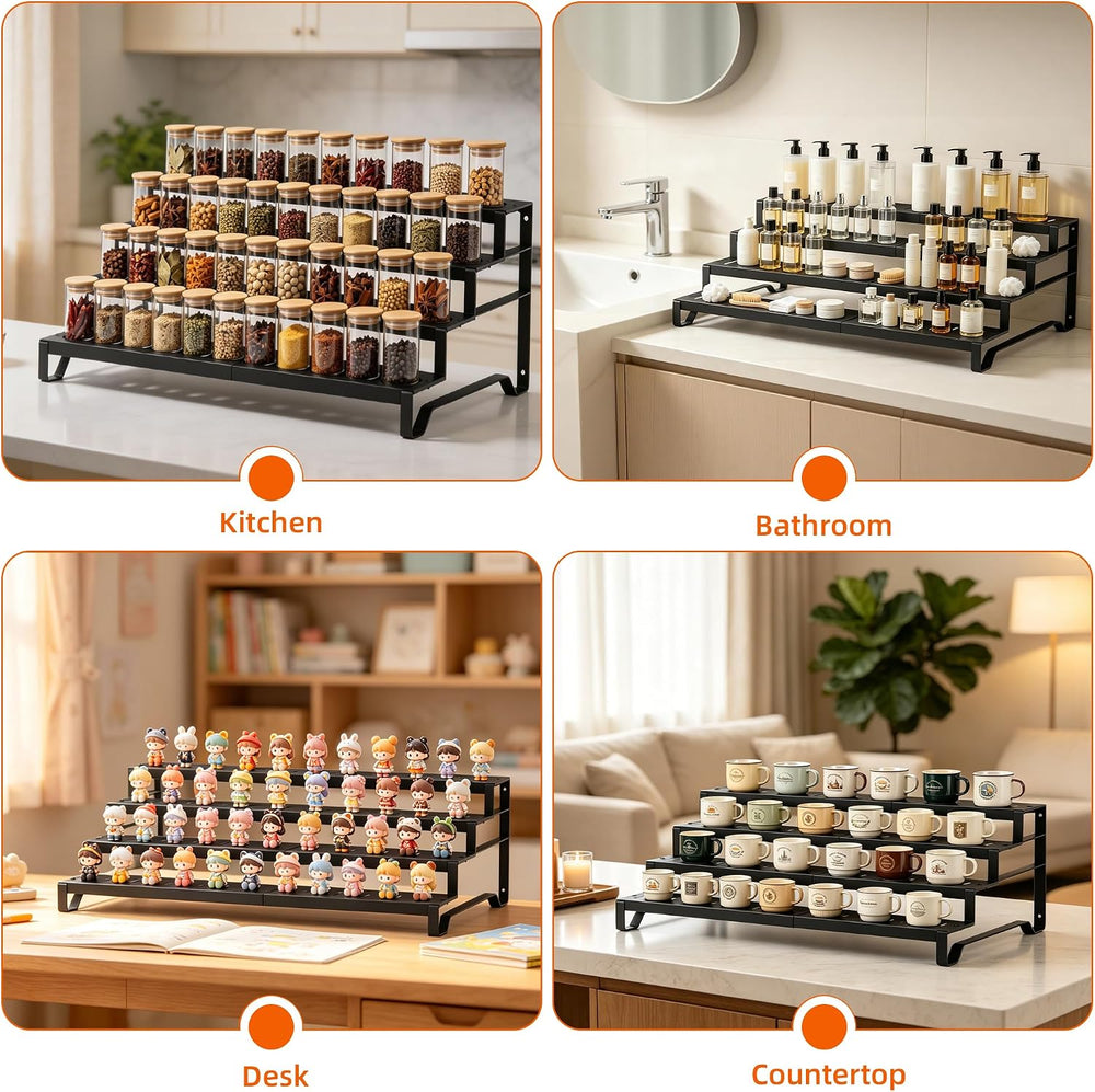 Expandable Can Organizer for Pantry, 4-Tier Adjustable Metal Can Rack