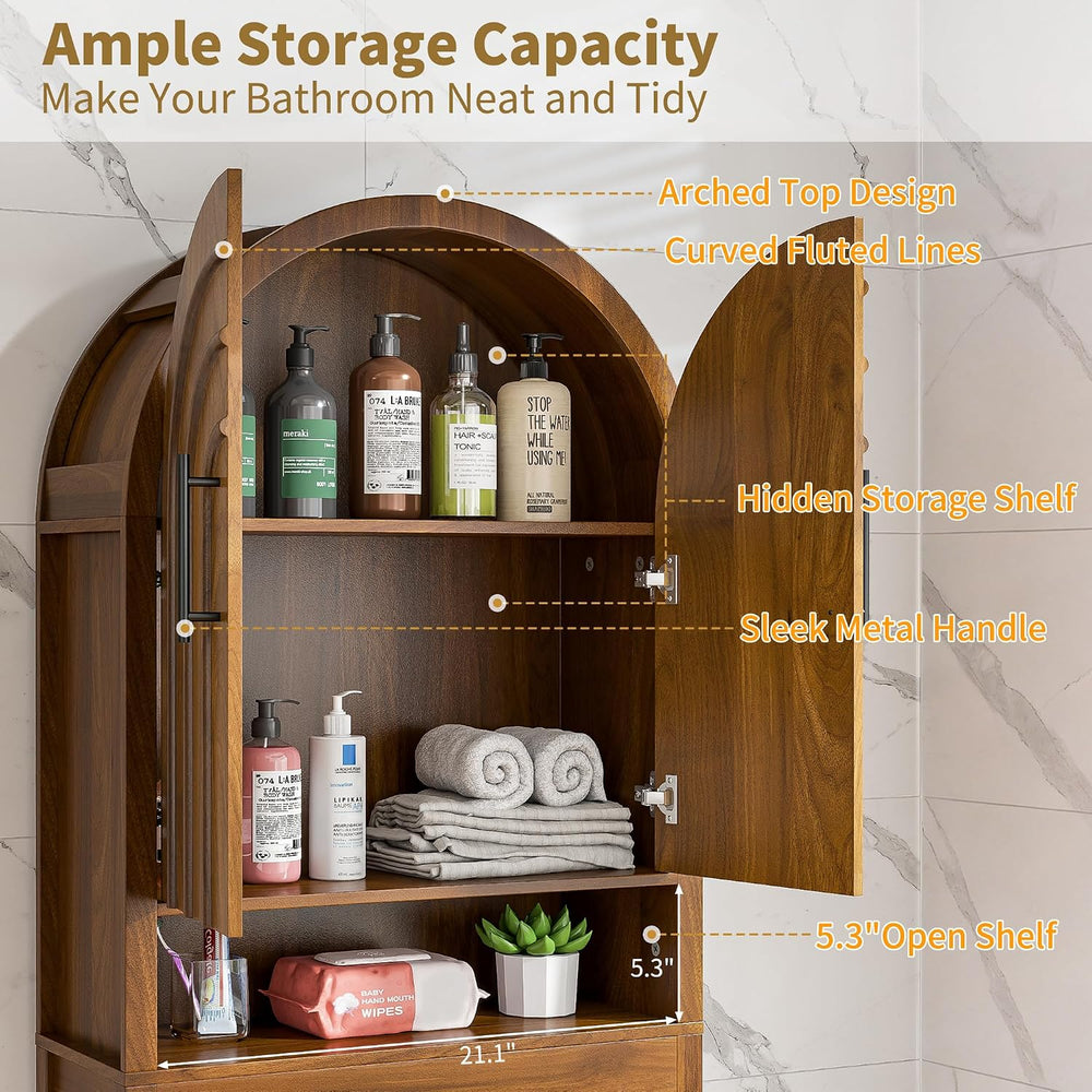 Over the Toilet Storage Cabinet, Wooden Bathroom Space Saver with Doors