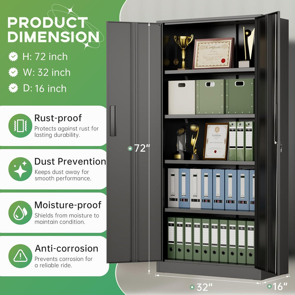 INTERGREAT Metal Storage Cabinet with Lock, 72" H Lockable Metal Storage...