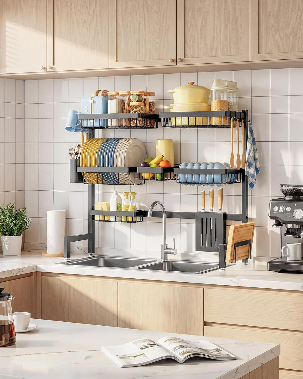 Sakugi Dish Drying Rack Over The Sink, Dish Drainer for Kitchen Counter