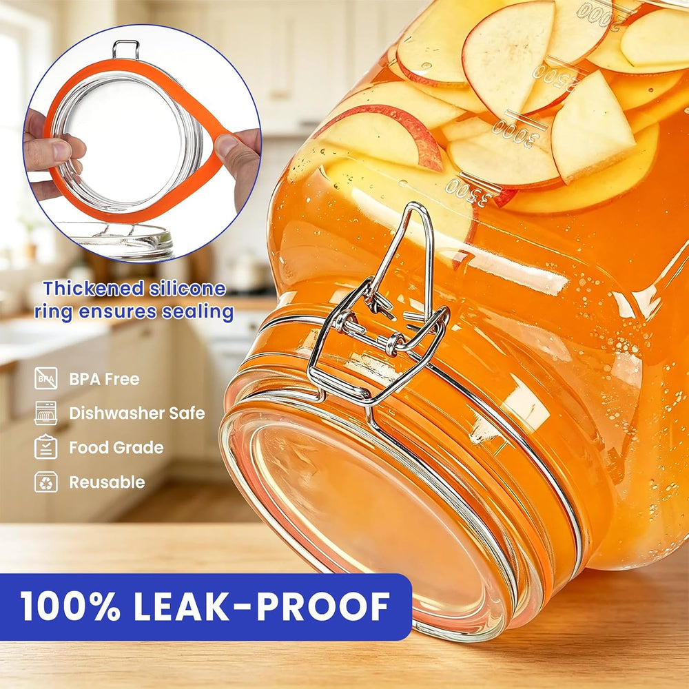 1.1 Gallon Wide Mouth Airtight Glass Storage Containers with Lids