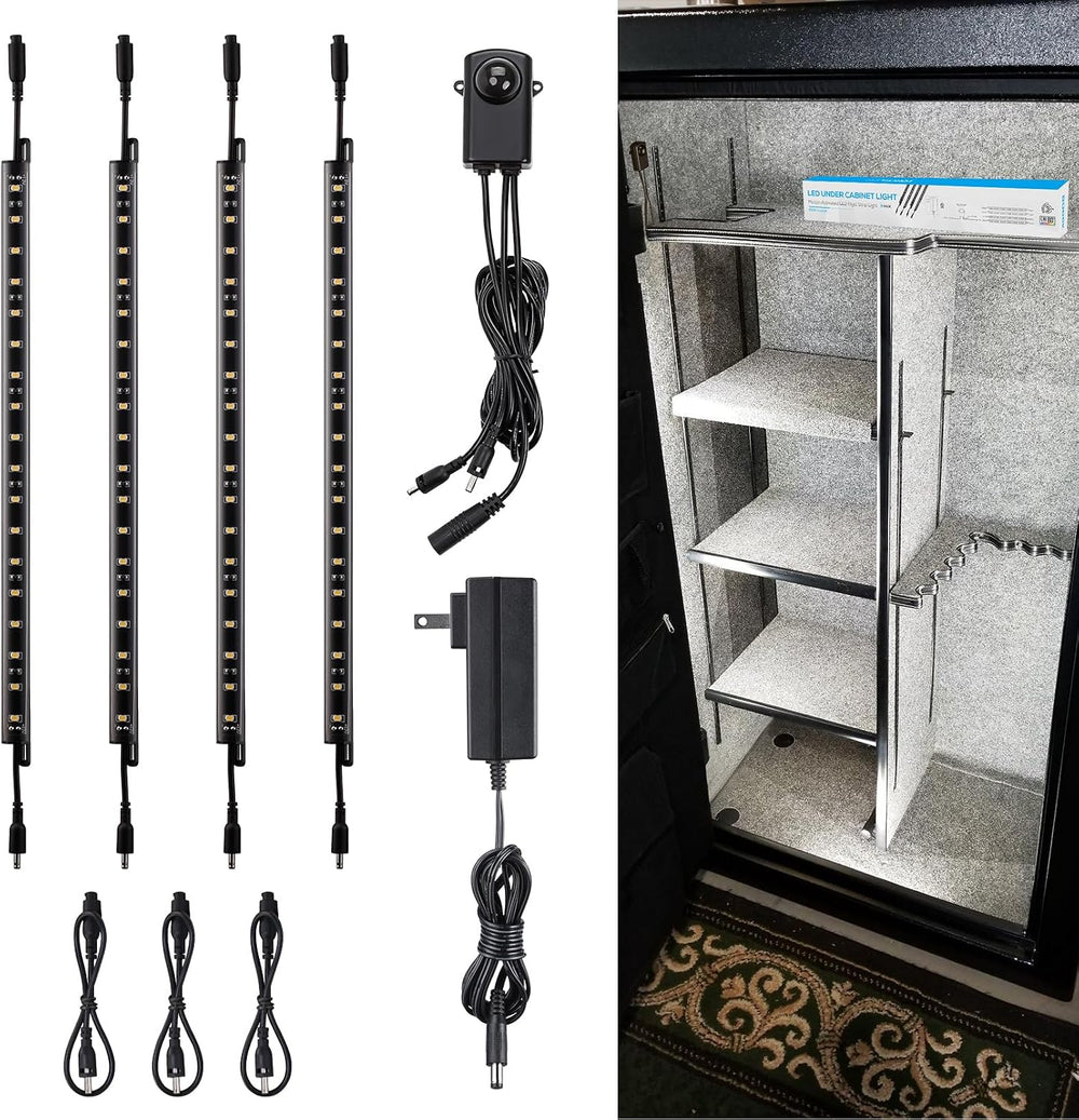 TORCHSTAR 4pcs 12 Inch LED Safe Lighting Kit, Motion Sensor, 5000K