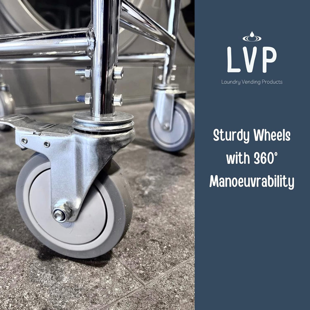 LVP Big Brother Commercial Laundry Cart with Dual Pole Rack 3.25 Bushels (Chr...