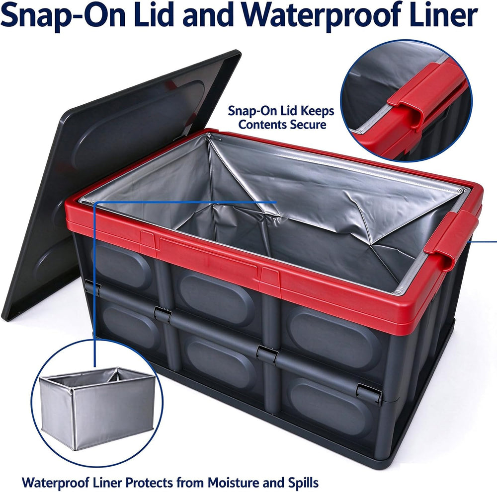 Collapsible Storage Crate, 55L(14.5Gal) Car Trunk Organizer Foldable Bin with...
