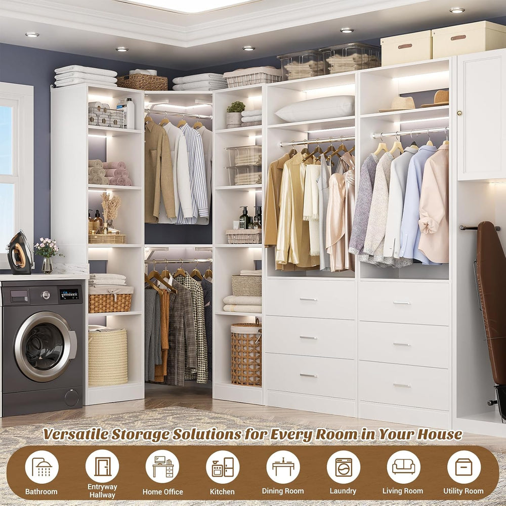 Besiost Corner Closet System with 6 Drawers, Corner Closet Organizer System