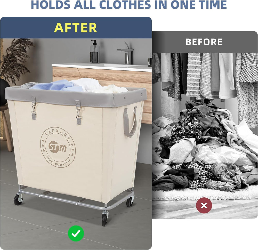 STORAGE MANIAC Commercial Laundry Hamper with Heavy Duty Steel Frame, 320 L I...