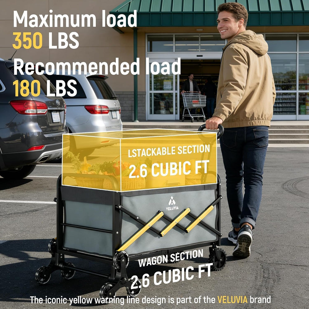 Upgraded Stairs Climbing Cart with Triangular Wheels, Folding Utility Cart