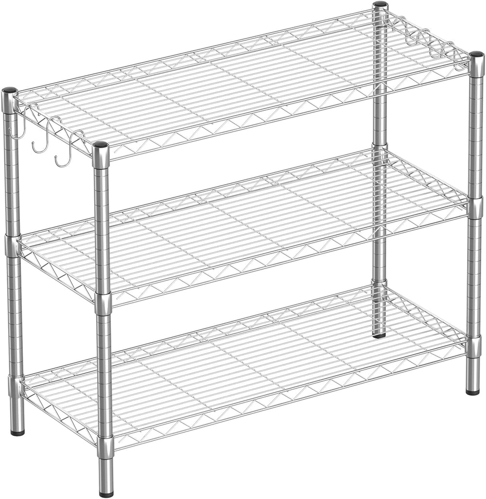 3-Shelf Adjustable Metal Wire Shelving,Chrome,36"L x 14"W x 30"H