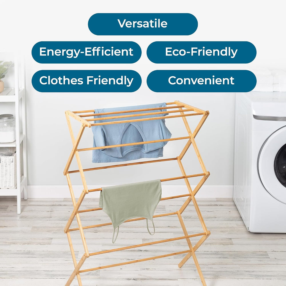 Honey-Can-Do Collapsible Bamboo Laundry Drying Rack, Foldable and Portable