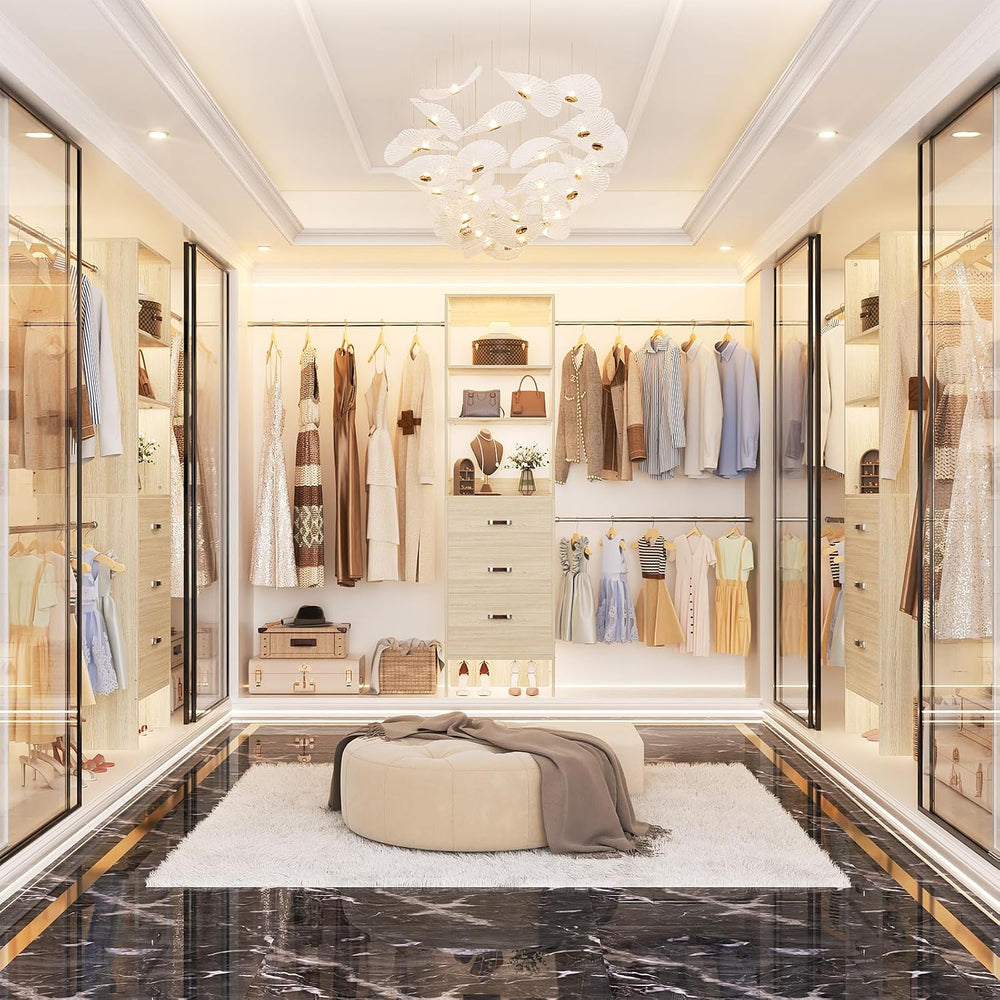 Besiost 96'' Closet Organizer System with 3 Hanging Rods, 8FT Closet ...