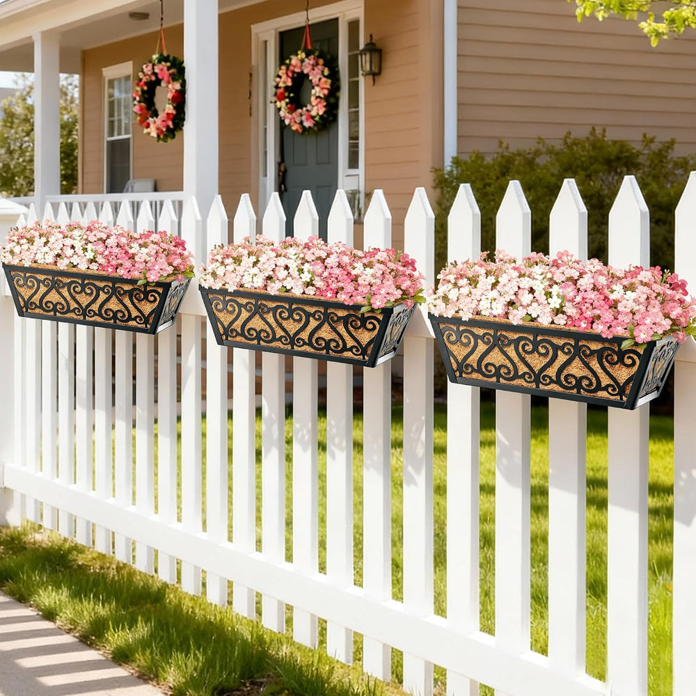 4 Pack 16 Inch Deck Railing Planter Box - Window Boxes Planters with Adjustab...