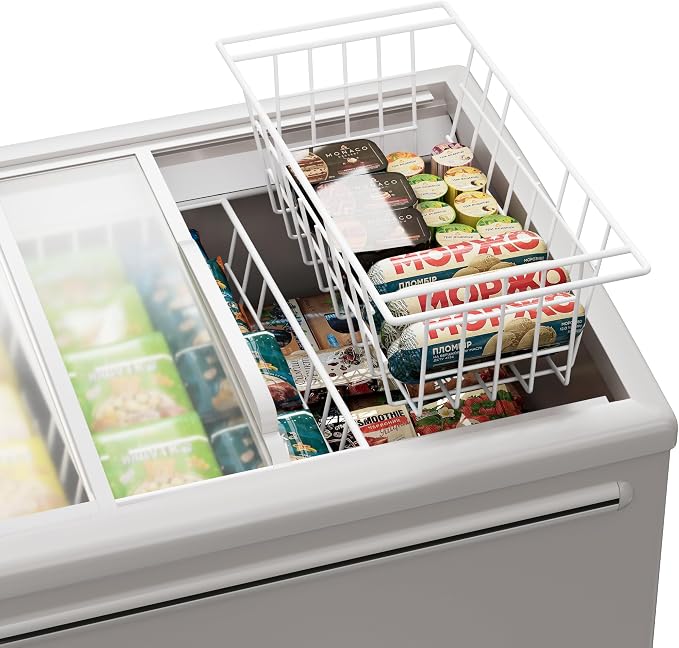 SANNO 17.5in Chest Freezer Basket, Freezer Organizer Bins, Sturdy Metal Wire