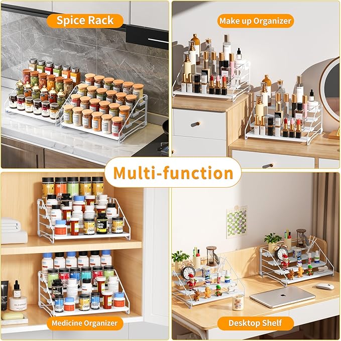 RCHYFEED Spice Rack Organizer for Cabinet, 4 Tier Spice Organization for (2 P...
