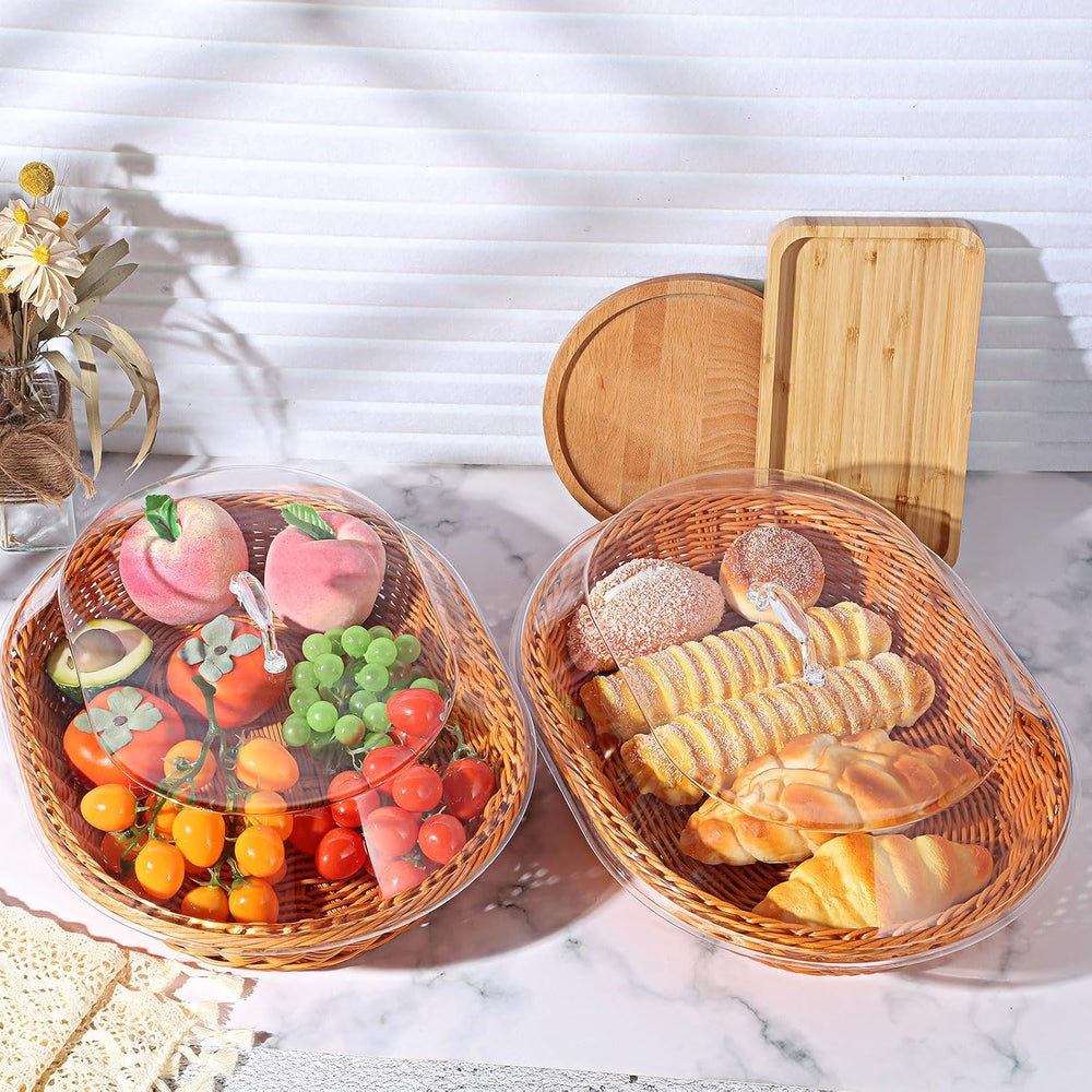 Hushee 2 Set Bread Basket with Lid,15.75 x 11.81 Inch