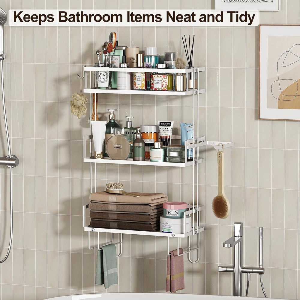 Godboat 3-Tier Over Toilet Storage Shelf, Wall-Mount with 2 Hook/Paper Rack