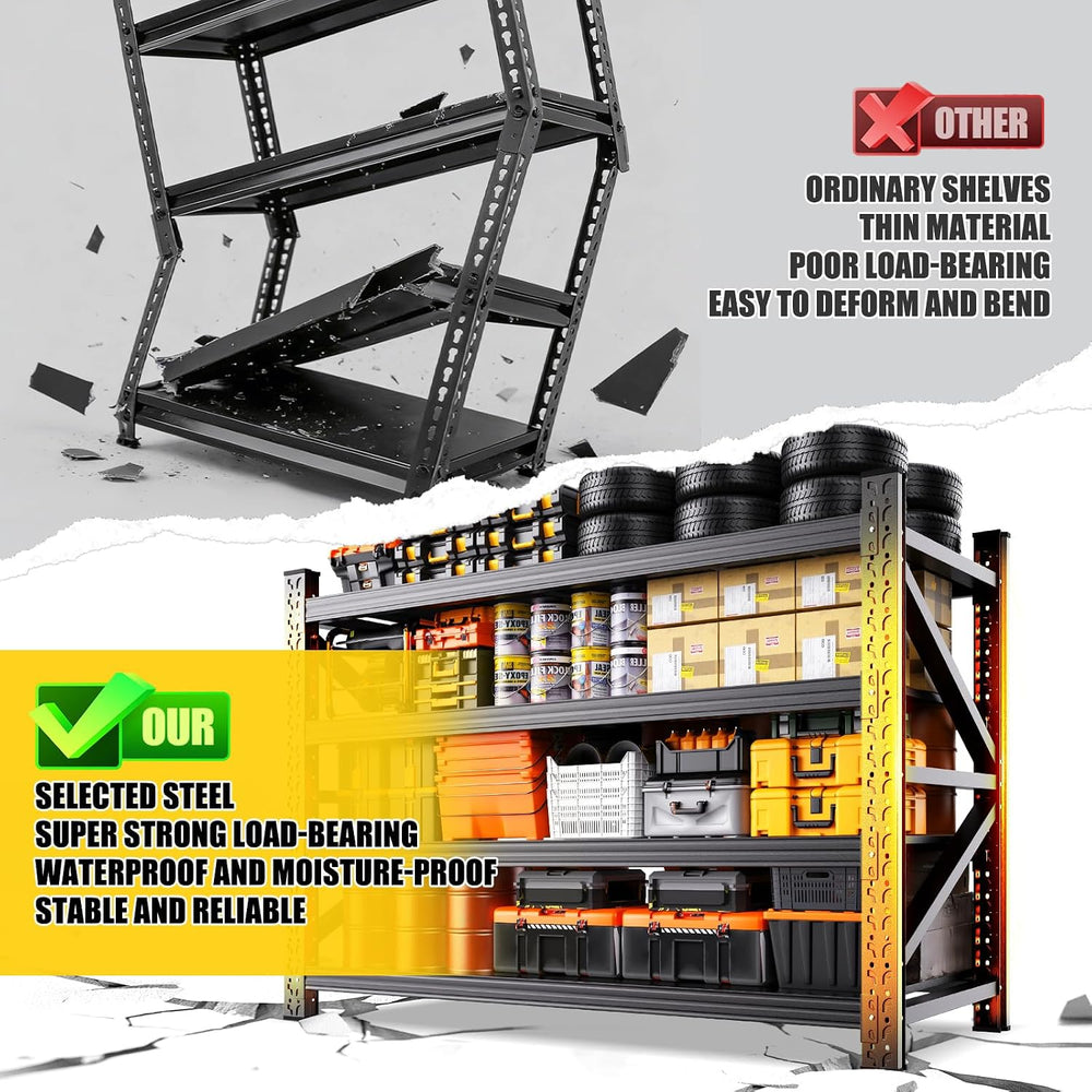 5000LBS Garage Shelving Heavy Duty, 4 Tier Adjustable Storage Shelves, Heavy ...