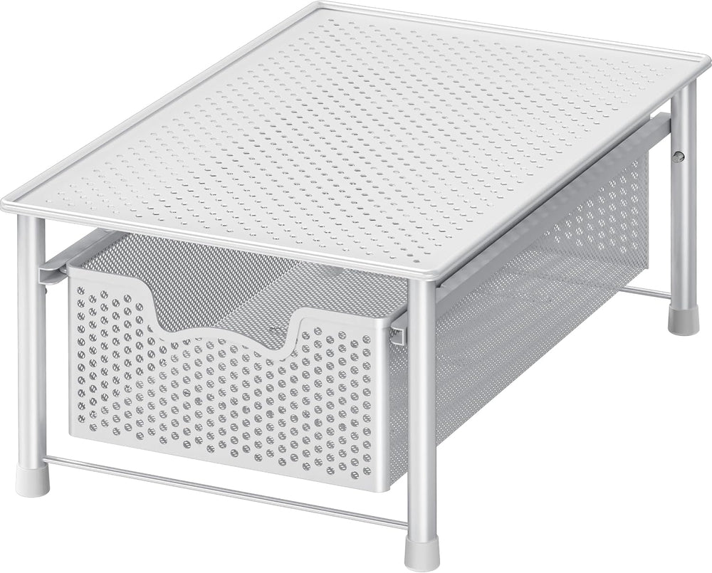 Simple Houseware Stackable Cabinet Basket Drawer Organizer, White