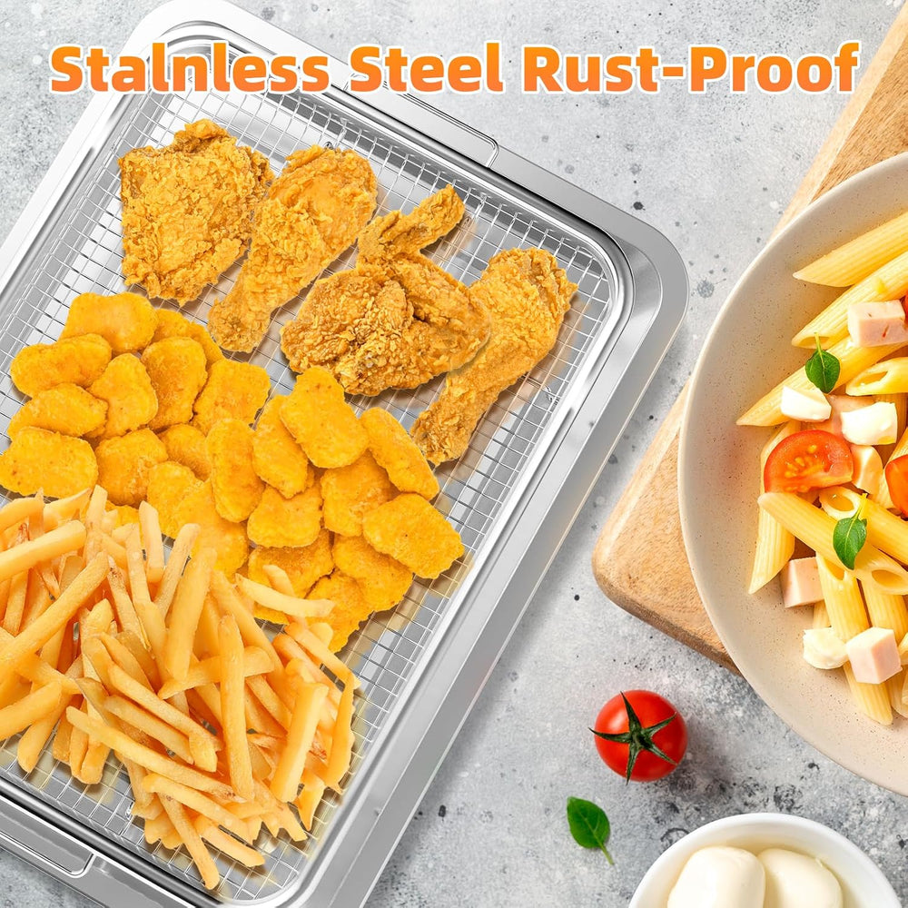 Air Fryer Basket for Oven, 3 Set Stainless Steel Oven Air Fryer Basket and Tr...