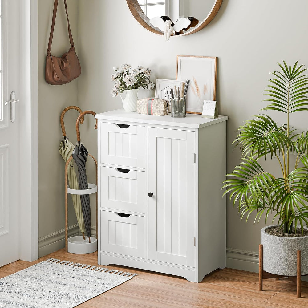 SUPER DEAL Bathroom Storage Cabinet with 3 Drawers and 1 Door, Entryway Home ...