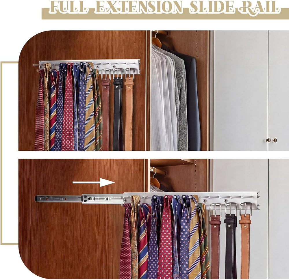 Blulu 2 Pcs 13.8'' Sliding Tie Rack Hangers for Closet, 25 Tie Each, ...